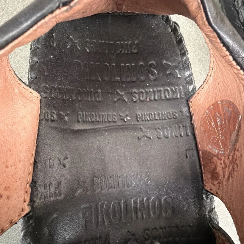Pikolinos Tarifas Black Leather Men's Sandel In Size 43